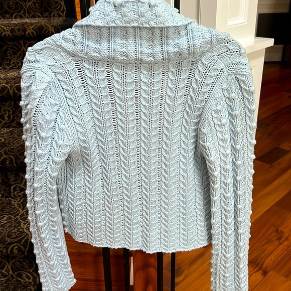 City DKNY light blue/grey cable knit open cardigan cropped. No closure. - Picture 5 of 5